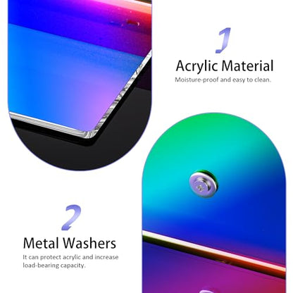 Sezanrpt 12 Inches Iridescent Acrylic Wall Shelves Set of 2, Wall Mounted Shelf for Funko Pop Shelves, Smart Speaker, Plants, Picture Frame, Digital Clock, 2 Pack - color: Iridescent, size: 12 Inch