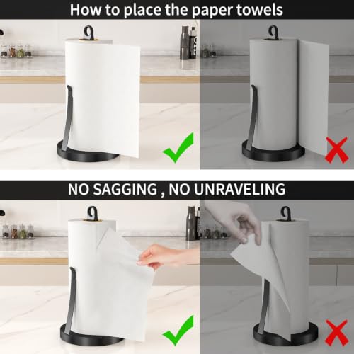 Jesginboo Countertop Paper Towel Holder with Tension Arm, Black - color: Black