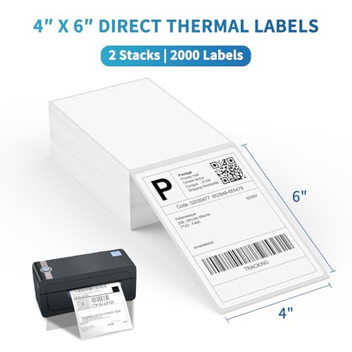 9527 Product Fanfold 4 x 6 Direct Thermal Labels White Perforated Shipping Labels,2 Stack,Total 2000 Labels - color: White, size: 2 Stacks | 2000 Labels