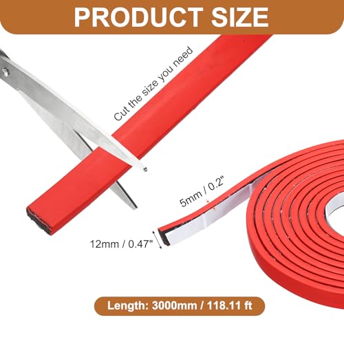 Smoke Fire Seal Strip 9.8Ft 12mm/0.47" Wx 5mm/0.2" T Red - color: Red, size: 9.8FT x 12mm / 0.47" W x 5mm / 0.2" T