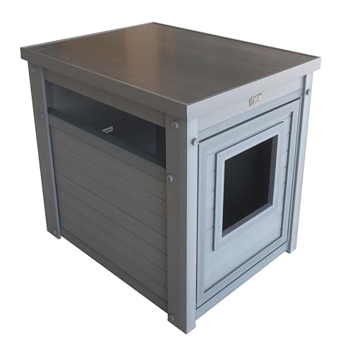 New Age Pet ECOFLEX Cat Box Cover and End Table with Litter Box Enclosure and a 10 Year Warranty Hides Unsightly Litter Box made with Moisture & Odor Resistant Composite Material - color: Grey, size: Standard