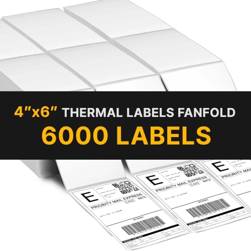 Direct Thermal Labels Perforated Barcode Shipping Sticker - size: 4" X 6" 6000 Labels
