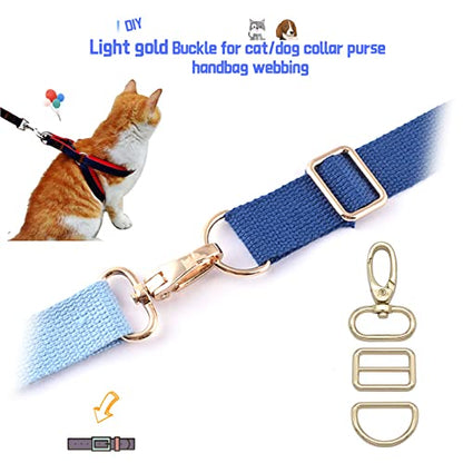 Rainbow Swivel Hook Claw Clasp - 25mm Slide Strap Buckle D Ring Adjuster Buckle for Dog Collar Backpack Purse Hardware - color: Light Gold 5 Sets