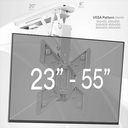 VIVO White Electric Ceiling TV Mount for 23-55 in Screens, MOUNT-E-FD55W - color: White, size: 23" to 55" Screens