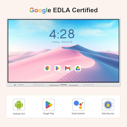 Interactive Smart Board for Classroom, 55” 8+128 GB Electronic Digital Whiteboard Built-in Android OS & Open App Ecosystem - 4K Touchscreen Smartboard for Home Office School Studio Display - size: 55” Android