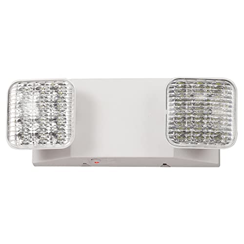 TANLUX LED Emergency Lights with Battery Backup, Two Head Adjustable Commercial Emergency Lights, UL Listed, AC 120/277V, Hardwired Emergency Exit Light Fixtures for Business - 1 Pack(White) - color: White, size: 1 Pack