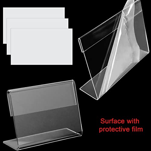 50 Pack Mini Clear Acrylic L-Shape Sign Holders, 2.4x1.6