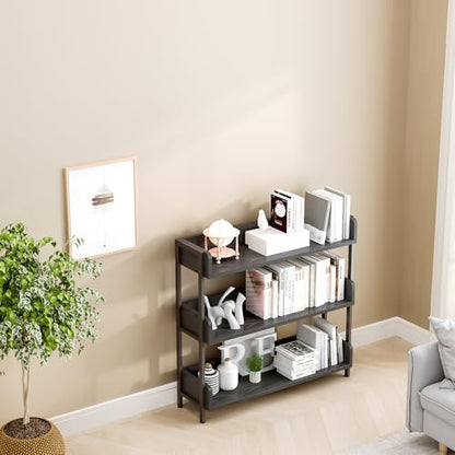 OSCHF Wide Open Shelf Bookcase, 3-Tier, Full Black - color: Black, size: 3-Tier