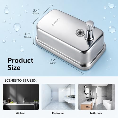 modunful Stainless Steel Hand Soap Dispenser – 27oz Wall Mounted - size: Vertical 27oz