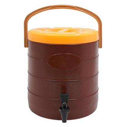 Insulated Beverage Dispenser - 6.6 Gal Stainless Steel Hot and Cold Drink Dispenser with Spigot & Handle, Commercial Thermal Container for Water Coffee Drink Catering Restaurant (Brown) - color: Brown