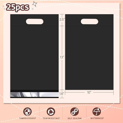 Black Poly Mailers with Handle, 10x13 Inch 25 Pcs - color: Black, size: 10x13 Inch 25 pcs