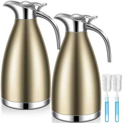 Uiifan 2 Pcs 68oz Thermal Coffee Carafe for Keeping Hot/Cold - color: Champaign Gold