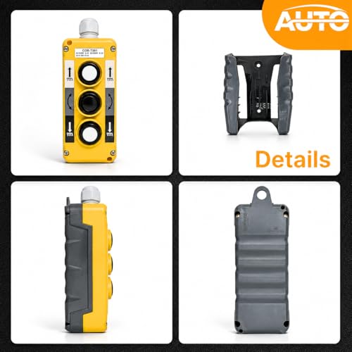 Waterproof Industrial 3 Button Electric Hoist Crane Pushbutton Switches with Box Holder COB Industrial Up Down Driving Push Button Switch Control
