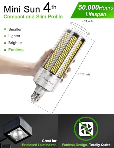 DragonLight Upgraded 240W Commercial Grade Corn LED Light Bulb Fanless (1200 Watt MH/HPS Replacement) E39 Mogul Base 4000K 32,400LM - Good for High Bay Area Lighting and Indoor Plants Growing - size: Large