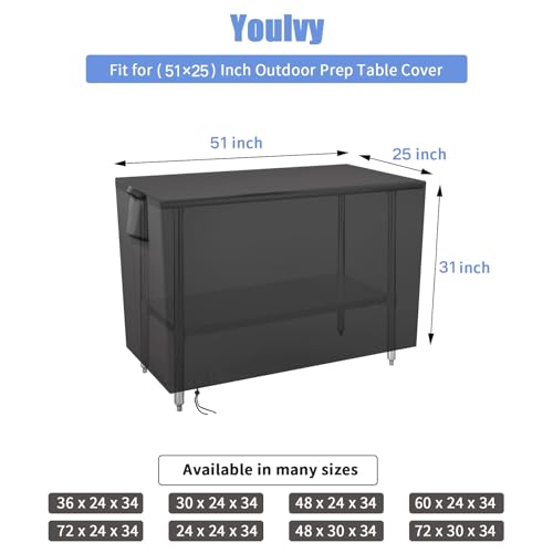 Outdoor Grill Table Cover for Pizza Oven Cart Table, 51x25x31 Inch - size: 51" x 25" x 31"