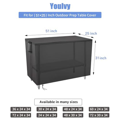 Outdoor Grill Table Cover for Pizza Oven Cart Table, 51x25x31 Inch - size: 51" x 25" x 31"