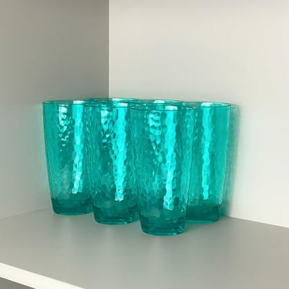 26-Ounce Plastic Tumblers (Set of 6), Reusable Plastic Mugs, BPA-Free Acrylic to Drink Mugs, Shatter Resistant, Textured Interior, Dishwasher Safe (Cyan, 26 Ounce) - color: Cyan, size: 26 Ounce