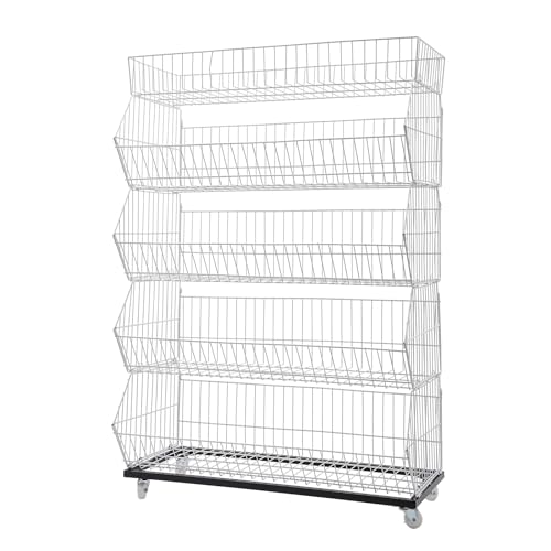 5 Tier Retail Display Rack, Snack Shelf Organizer Stand(35.4" W,White) - color: White, size: 35.4" W