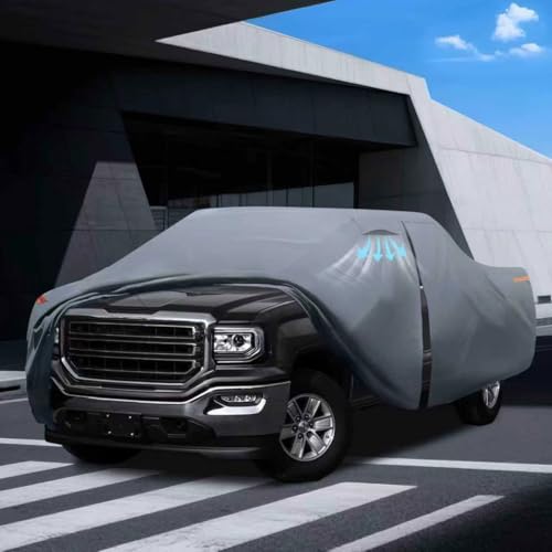 Sierra 1500 Truck Cover Custom Fit 2002-2026 Regular Cab Long Bed(8.15') with Door Zipper, 10 Layers Outdoor Heavy Pickup Truck Cover Waterproof All Weather, Wind Dust Sun Protector. - size: Custom fit GMC Sierra 1500 Regular Cab LB