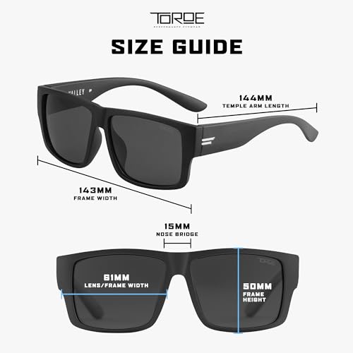 TOROE VALLEY Polarized z87+ Men Sunglasses - color: Matte Black | White Emblem | C3