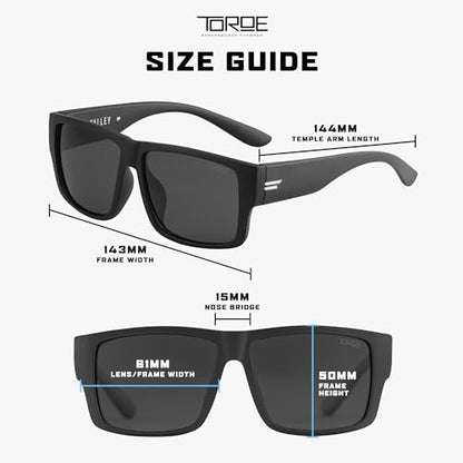 TOROE VALLEY Polarized z87+ Men Sunglasses - color: Matte Black | White Emblem | C3