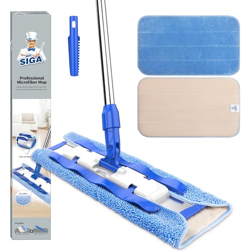 MR.SIGA Professional Microfiber Mop for Hardwood, Laminate Floor Cleaning - color: Blue