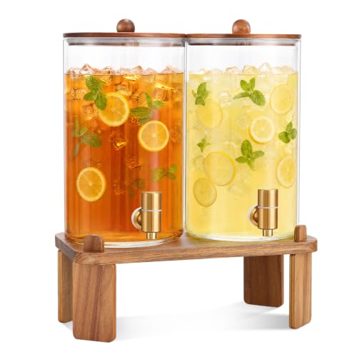 FavorFlavor 2pcs 1.2 Gallon Glass Drink Dispenser for Parties with Stand