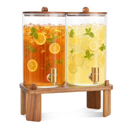 FavorFlavor 2pcs 1.2 Gallon Glass Drink Dispenser for Parties with Stand