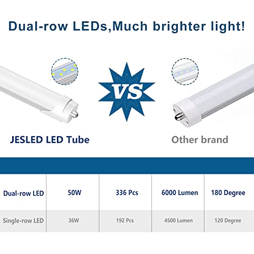 JESLED T8 T10 T12 8FT LED Tube Light Bulbs, 50W 6000LM, 5000K Daylight - color: Frosted, size: 4 Count (Pack of 1)