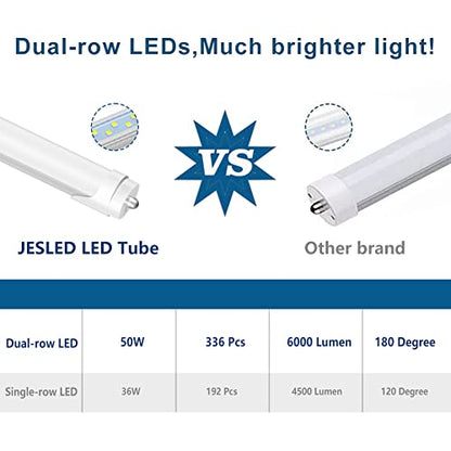 JESLED T8 T10 T12 8FT LED Tube Light Bulbs, 50W 6000LM, 5000K Daylight - color: Frosted, size: 4 Count (Pack of 1)