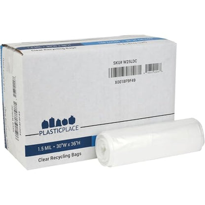 Plasticplace 20-30 Gallon Trash Bags │ 1.5 Mil │ Clear Heavy Duty Garbage Can Liners │100 Count (Pack of 1) - color: Clear, size: 1 Count (Pack of 100)