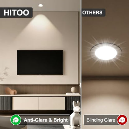 3 Inch LED Recessed Lights, Waterproof, Dimmable, 3CCT, CRI98 Ceiling Light - color: White-Gray, size: 3 Inch-2 Pack