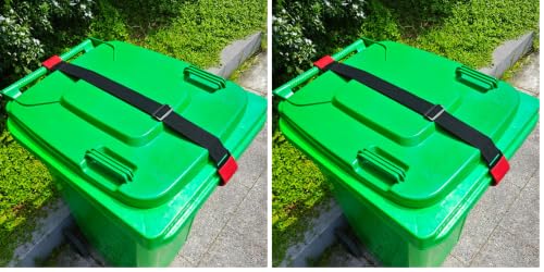 1PC Metal Double-Claw Trash Can Lock Straps for Animals,Outdoor Racoon Garbage Can Bin Lid Lock Straps Bungee Cord,Trash Can Bin Lid Locks Bungee Cord Outside【RED HOOKS】- PATENTED PENDING (Pack of 2) - color: RED double-hook, size: 1 PC (Pack of 2)