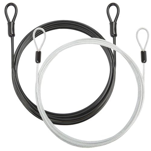 1/8" Travel Security Cable Lock, 7×7 Braided Steel Wire with Double Loops, PVC-Coated Anti-Theft Cable for Luggage, Backpack & Outdoor Gear, Black & White, 10 ft, 2 Pack - color: Black & White, size: 10FT-2PACK