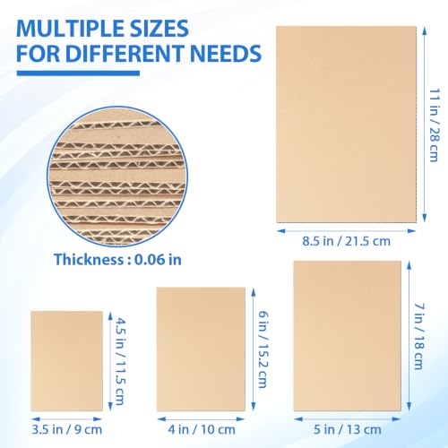 100 Pack 3.5x4.5 Inch Corrugated Cardboard Sheets Flat CardBoard Inserts - size: 3.5x4.5 Inch