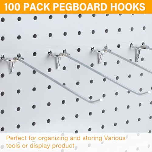Shimeyao 100 Pcs Peg Board Hooks Stainless Steel Pegs,8 Inch,Silver - color: Silver, size: 8 Inch