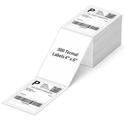 4" x 6" Fanfold Direct Thermal Labels, 500 Per Stack, White Perforated Shipping Labels Compatible with Zebra, Elton Printers(1 Stack) - size: 500 Labels/Stack, style: 1 Stack
