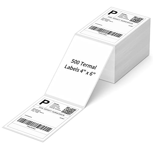 4" x 6" Fanfold Direct Thermal Labels, 500 Per Stack, White Perforated Shipping Labels Compatible with Zebra, Elton Printers(1 Stack) - size: 500 Labels/Stack, style: 1 Stack
