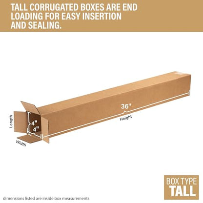 Bundle Of 25 Basic Corrugated Shipping Boxes (4 x 4 x 36") - size: 4 x 4 x 36"