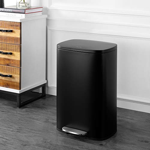 happimess Connor 2-Piece Stainless Steel Trash Can, Charcoal Black - color: Black