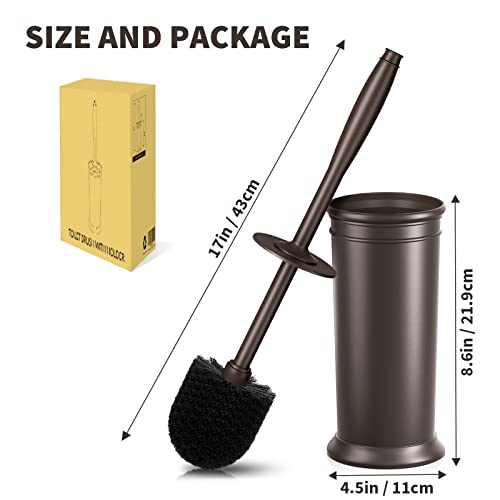 Toilet Brush, Toilet Bowl Brush with Extra Long Handle Durable Bristles Toilet Scrubber and Covered Holder for Toilet Brush Set for Bathroom Cleaning (Brown, 1 Set) - color: Brown