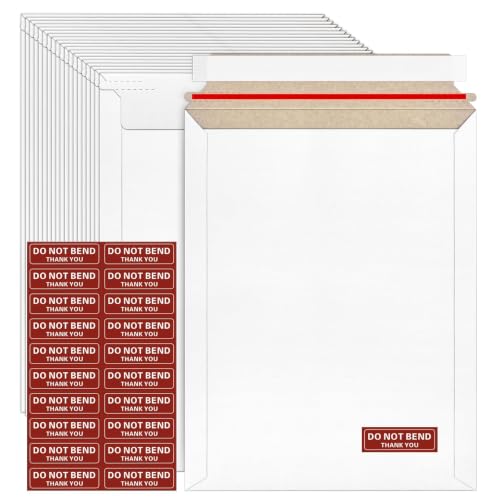 20 Pack 7.5x9.45 inch Rigid Mailers, Self Seal Photo Mailers Protective Flat Cardboard Envelopes White Blank Shipping Envelopes for Photos Document Invitation Papers Files - color: White, size: 7.5x9.45 Inch
