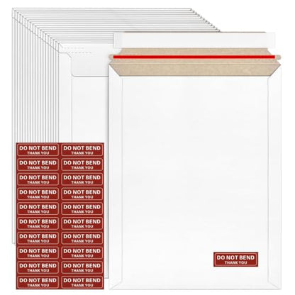 20 Pack 7.5x9.45 inch Rigid Mailers, Self Seal Photo Mailers Protective Flat Cardboard Envelopes White Blank Shipping Envelopes for Photos Document Invitation Papers Files - color: White, size: 7.5x9.45 Inch