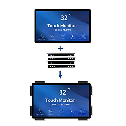 GreenTouch 32 inch 10 Points PCAP Open Frame Touch Screen Industrial LCD Display Monitor HDMI+VGA+DVI Video Port - size: 32 IN