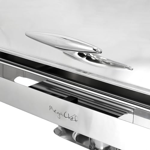 MegaChef 9.5 Quart Oblong Roll Top Stainless Steel Professional Kitchen Chafing Dish/Food Warmer/Buffet Server Serving Trays for Entertaining, Catering, Large Gatherings (9.5 Quart) - size: 9.5 Quart
