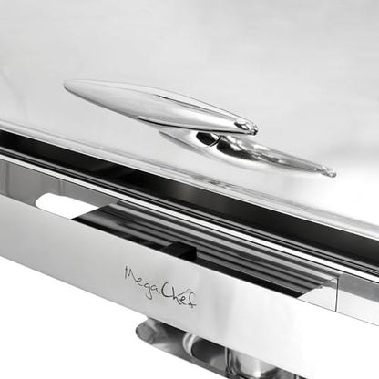 MegaChef 9.5 Quart Oblong Roll Top Stainless Steel Professional Kitchen Chafing Dish/Food Warmer/Buffet Server Serving Trays for Entertaining, Catering, Large Gatherings (9.5 Quart) - size: 9.5 Quart