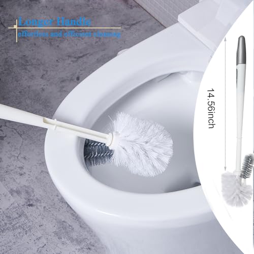 2 Pack Toilet Bowl Brush Without Holder for Bathroom, Under-Rim Double Brush Head, Long Handle Household Cleaning Brushes Set (2 Pack Grey Brush Without Holder) - color: 2 Pack Grey Brush Without Holder