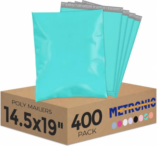 Metronic Large Bulk Poly Mailers 14.5x19 400 Pack, Self-Seal Shipping Bags - color: Teal, size: 14.5x19 400PC