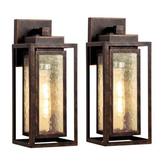 WIHTU Exterior Porch Light Fixture, Outdoor Wall Lantern, Gold-Swept Black - color: Gold-Brushed Black, size: No Sensor
