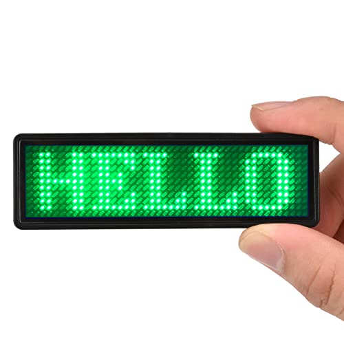 LED Name Tag, Rechargeable Wireless Bluetooth LED Name Badge Reuseable Price Tag 44x11 Pixels Digital Sign Temperature Display for Restaurant Shop Exhibition Nightclub Hotel - color: Green
